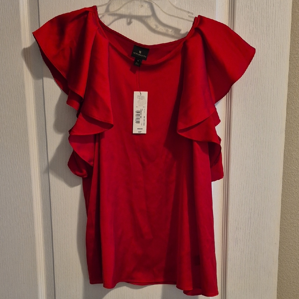 Worthington Vibrant Red Ruffled Blouse